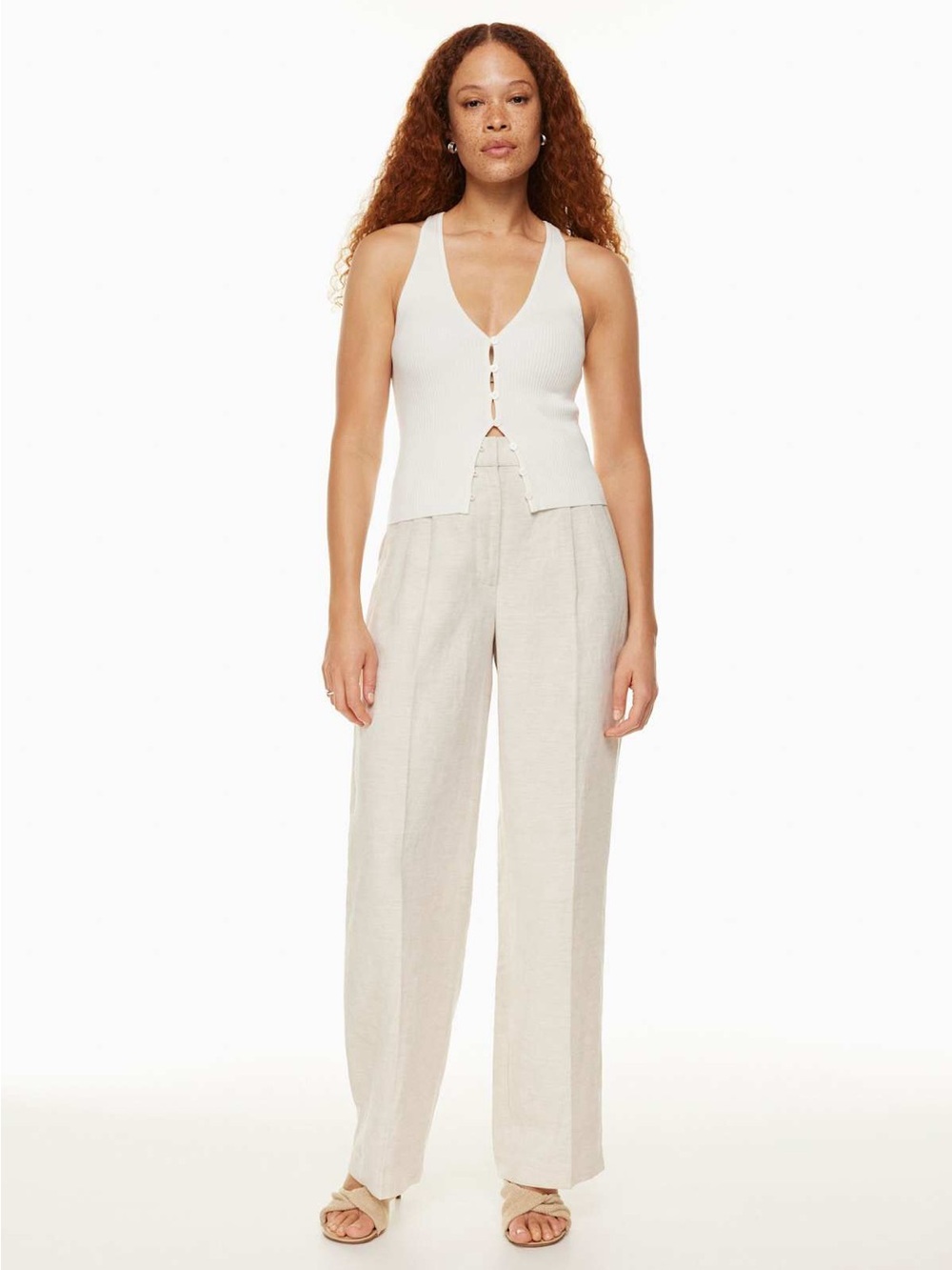 Aritzia Wilfred Effortless Linen Pants - Natural Ecru - 0